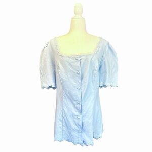 Shein Cottagecore Top Size 2XL Lace Dainty Coquette Picnic Baby Blue Soft Girl